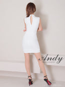 Andy/AN-ON2759/キャバドレス/ワンピース/ジップデザイン/ノースリーブ/タイト/ハイネック/ワンカラー