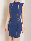 Andy/AN-ON2759/キャバドレス/ワンピース/ジップデザイン/ノースリーブ/タイト/ハイネック/ワンカラー