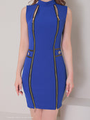 Andy/AN-ON2759/キャバドレス/ワンピース/ジップデザイン/ノースリーブ/タイト/ハイネック/ワンカラー