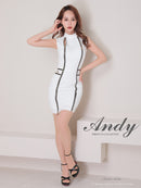 Andy/AN-ON2759/キャバドレス/ワンピース/ジップデザイン/ノースリーブ/タイト/ハイネック/ワンカラー