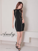 Andy/AN-ON2759/キャバドレス/ワンピース/ジップデザイン/ノースリーブ/タイト/ハイネック/ワンカラー