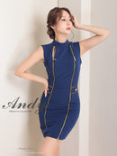 Andy/AN-ON2759/キャバドレス/ワンピース/ジップデザイン/ノースリーブ/タイト/ハイネック/ワンカラー