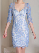 Andy/AN-ON2764/ワンピース/ミニドレス/ワンカラー/タイトワンピース/総レース/袖あり