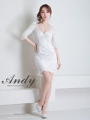 Andy/AN-ON2764/ワンピース/ミニドレス/ワンカラー/タイトワンピース/総レース/袖あり