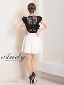 Andy/AN-ON2803/ワンピース/ミニドレス/バイカラー/キャバドレス/フレアスカート/切替ワンピース/フリル/レース