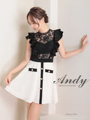 Andy/AN-ON2803/ワンピース/ミニドレス/バイカラー/キャバドレス/フレアスカート/切替ワンピース/フリル/レース