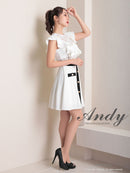 Andy/AN-ON2803/ワンピース/ミニドレス/バイカラー/キャバドレス/フレアスカート/切替ワンピース/フリル/レース