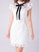 Andy/AN-ON2807/ワンピース/ミニドレス/タイトワンピース/総レース/サークル柄/ハイネック