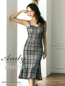 Andy/AN-ON2814/ワンピース/ドレス/チェック柄/レース/ミディアム丈/ゴールドボタン