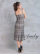 Andy/AN-ON2814/ワンピース/ドレス/チェック柄/レース/ミディアム丈/ゴールドボタン