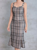 Andy/AN-ON2814/ワンピース/ドレス/チェック柄/レース/ミディアム丈/ゴールドボタン