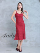 Andy/AN-ON2814/ワンピース/ドレス/チェック柄/レース/ミディアム丈/ゴールドボタン