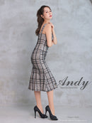 Andy/AN-ON2814/ワンピース/ドレス/チェック柄/レース/ミディアム丈/ゴールドボタン
