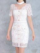 Andy/AN-ON2815/ワンピース/キャバドレス/ハイネック/袖あり/半袖/パールボタン