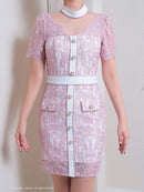 Andy/AN-ON2815/ワンピース/キャバドレス/ハイネック/袖あり/半袖/パールボタン