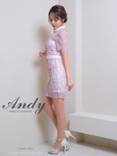 Andy/AN-ON2815/ワンピース/キャバドレス/ハイネック/袖あり/半袖/パールボタン