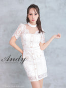 Andy/AN-ON2815/ワンピース/キャバドレス/ハイネック/袖あり/半袖/パールボタン
