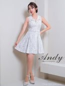Andy/AN-ON2820/ワンピース/ミニドレス/ワンカラー/総レース/ベルト風ワンピース/キャバドレス