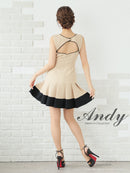 Andy/AN-ON2821/ワンピース/ミニドレス/キャバドレス/プリーツ/バイカラー/Vネック/カットアウト/デザインポケット/ノースリーブ