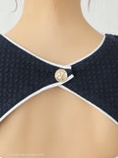 Andy/AN-ON2821/ワンピース/ミニドレス/キャバドレス/プリーツ/バイカラー/Vネック/カットアウト/デザインポケット/ノースリーブ