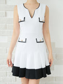 Andy/AN-ON2821/ワンピース/ミニドレス/キャバドレス/プリーツ/バイカラー/Vネック/カットアウト/デザインポケット/ノースリーブ