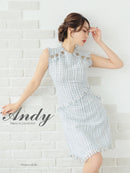 Andy/AN-ON2822/ワンピース/ミニドレス/キャバドレス/ツイード/ボタン/フリンジ/ノースリーブ/Aライン/フレア
