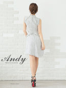 Andy/AN-ON2822/ワンピース/ミニドレス/キャバドレス/ツイード/ボタン/フリンジ/ノースリーブ/Aライン/フレア