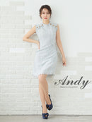 Andy/AN-ON2822/ワンピース/ミニドレス/キャバドレス/ツイード/ボタン/フリンジ/ノースリーブ/Aライン/フレア
