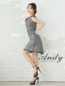 Andy/AN-ON2822/ワンピース/ミニドレス/キャバドレス/ツイード/ボタン/フリンジ/ノースリーブ/Aライン/フレア