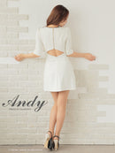 Andy/AN-ON2823/ワンピース/ミニドレス/キャバドレス/フロントジップ/バイカラー/チェーン/袖あり/七分袖/プリーツ