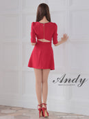 Andy/AN-ON2823/ワンピース/ミニドレス/キャバドレス/フロントジップ/バイカラー/チェーン/袖あり/七分袖/プリーツ