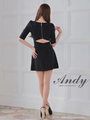 Andy/AN-ON2823/ワンピース/ミニドレス/キャバドレス/フロントジップ/バイカラー/チェーン/袖あり/七分袖/プリーツ