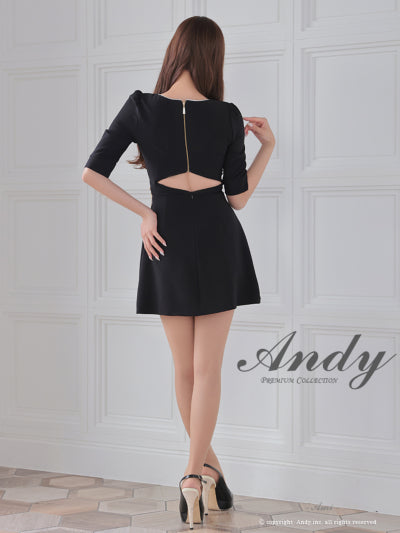 Andy/AN-ON2823/ワンピース/ミニドレス/キャバドレス/フロントジップ/バイカラー/チェーン/袖あり/七分袖/プリーツ
