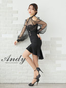 Andy/AN-ON2826/ワンピース/ミニドレス/キャバドレス/シアー/レース/ マーメイド/フリル/パールボタン/袖あり/長袖