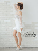 Andy/AN-ON2826/ワンピース/ミニドレス/キャバドレス/シアー/レース/ マーメイド/フリル/パールボタン/袖あり/長袖