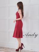 Andy/AN-ON2833/ミニドレス/キャバドレス/チェック/チェーン/ノースリーブ/タイト/マーメイド/ミディアムドレス