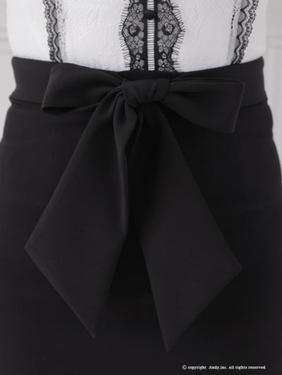 Andy/AN-ON2837/ワンピース/ミニドレス/キャバドレス/切替ワンピース/リボン/レース/ショルダーフリル/ノースリーブ/タイト