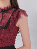 Andy/AN-ON2838/ワンピース/ミニドレス/キャバドレス/シースルー/リボン/レース/ショルダーフリル/ノースリーブ/フレア