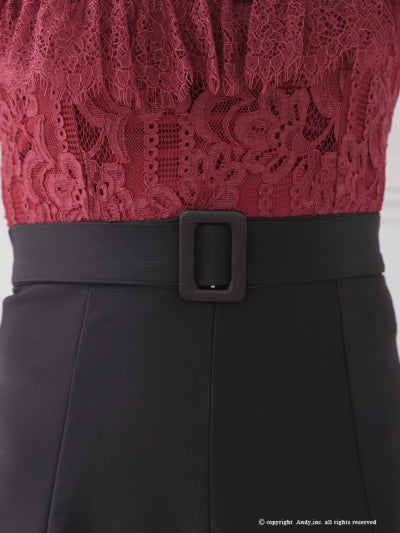 Andy/AN-ON2838/ワンピース/ミニドレス/キャバドレス/シースルー/リボン/レース/ショルダーフリル/ノースリーブ/フレア