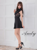 Andy/AN-ON2838/ワンピース/ミニドレス/キャバドレス/シースルー/リボン/レース/ショルダーフリル/ノースリーブ/フレア
