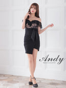 Andy/AN-ON2839/ミニドレス/キャバドレス/レース/オフショルダー/リボン/タイト/切替ワンピース