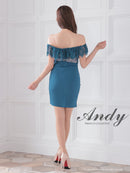 Andy/AN-ON2839/ミニドレス/キャバドレス/レース/オフショルダー/リボン/タイト/切替ワンピース