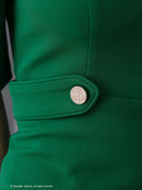 Andy/AN-ON2841/ワンピース/ミディアムドレス/キャバドレス/ワンカラー/チェーンパイピング/フロントジップ/袖あり/半袖/アシンメトリー/タイト