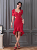 Andy/AN-ON2843/ワンピース/ミディアムドレス/キャバドレス/フロントジップ/マーメイド/カットアウト/袖あり/半袖