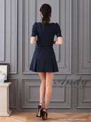 Andy/AN-ON2844/セットアップ/ミニドレス/キャバドレス/フロントジップ/半袖/袖あり/ストレッチ/ボックスプリーツ/フレア