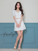 Andy/AN-ON2844/セットアップ/ミニドレス/キャバドレス/フロントジップ/半袖/袖あり/ストレッチ/ボックスプリーツ/フレア