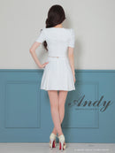 Andy/AN-ON2844/セットアップ/ミニドレス/キャバドレス/フロントジップ/半袖/袖あり/ストレッチ/ボックスプリーツ/フレア