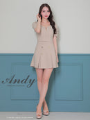 Andy/AN-ON2844/セットアップ/ミニドレス/キャバドレス/フロントジップ/半袖/袖あり/ストレッチ/ボックスプリーツ/フレア