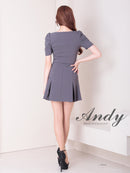 Andy/AN-ON2844/セットアップ/ミニドレス/キャバドレス/フロントジップ/半袖/袖あり/ストレッチ/ボックスプリーツ/フレア