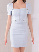 Andy/AN-ON2846/ワンピース/ミニドレス/キャバドレス/フロントジップ/袖あり/半袖/リボン/タイト